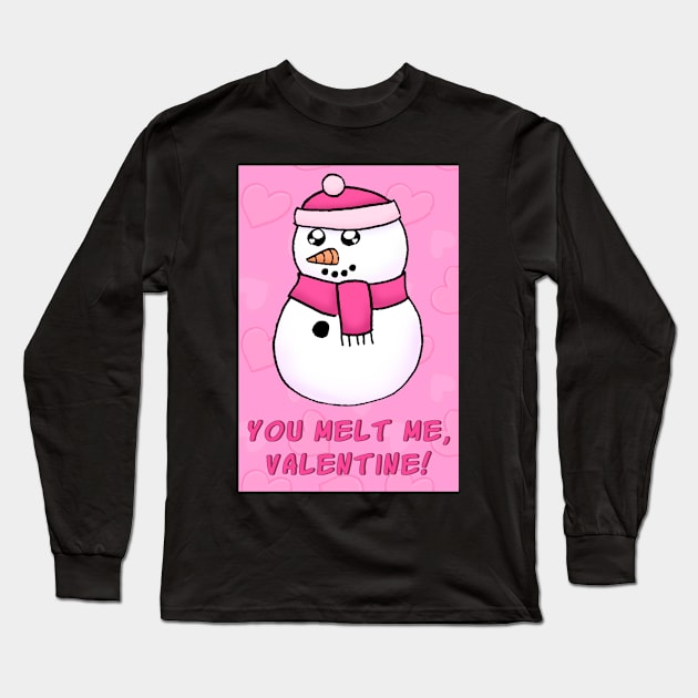 Cute Cartoon Snow Man Valentine's Day Card Long Sleeve T-Shirt by dogbone42